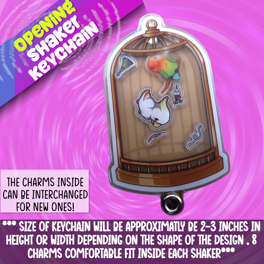 Bird Cage Opening Shaker Keychain