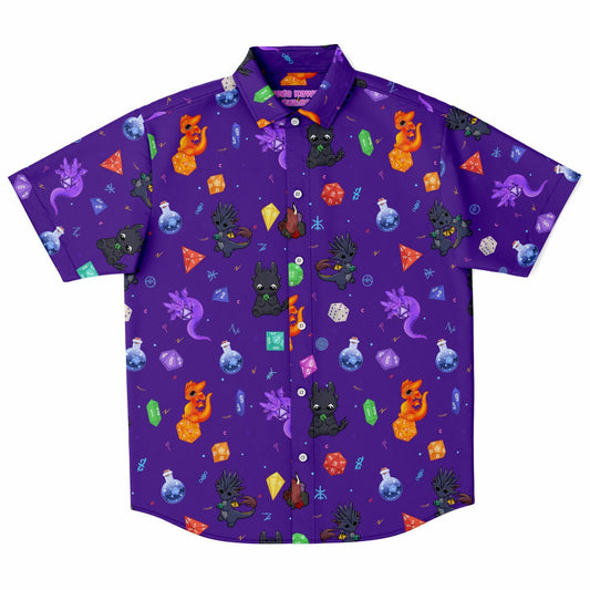 Dragons and Dice all over print button up shirt copy