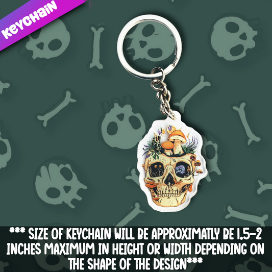 Cottage Core Skull keychain