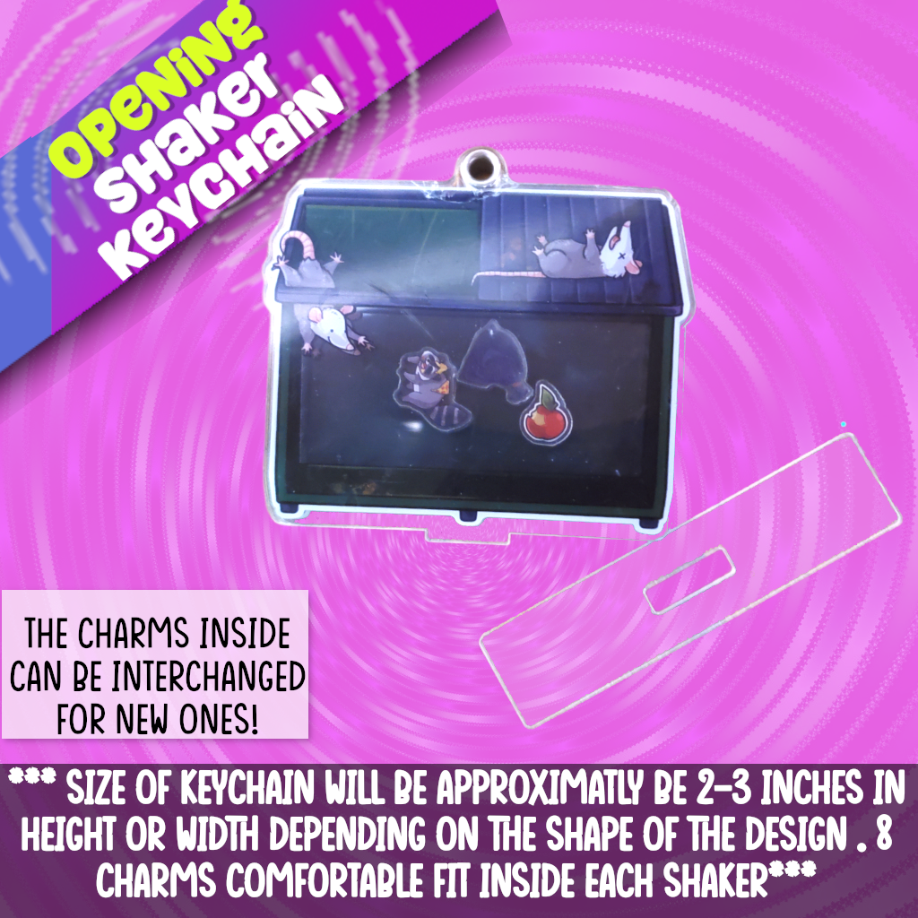 Dumpster Opening Shaker Keychain and Standee