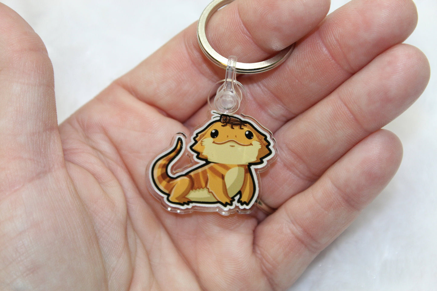 Bearded Dragon with Cricket Acrylic Keychain