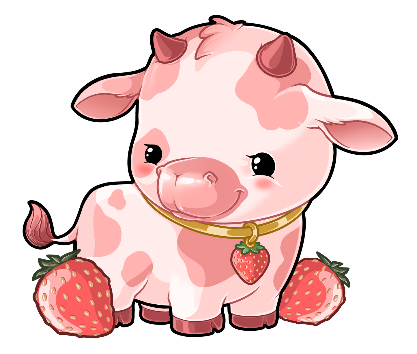 Cow- Strawberry Acrylic Keychain