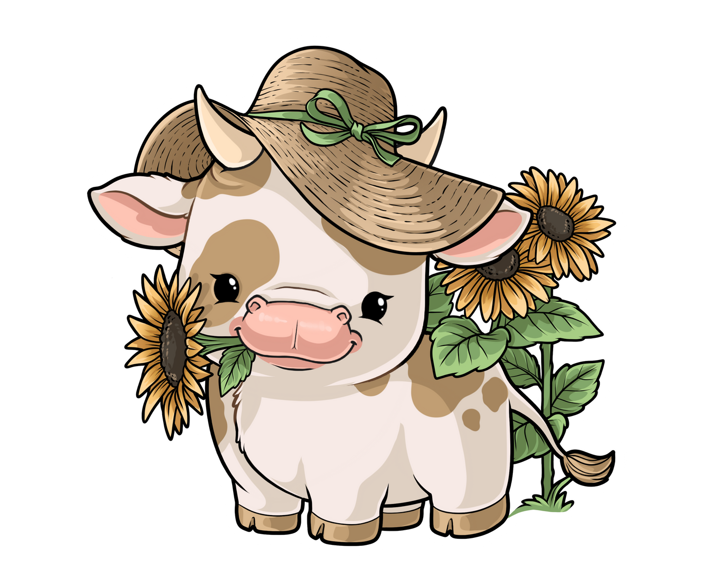 Cow- Sunflower Acrylic Keychain