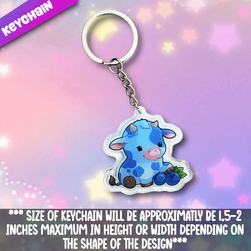 Cow- Blueberry Acrylic Keychain