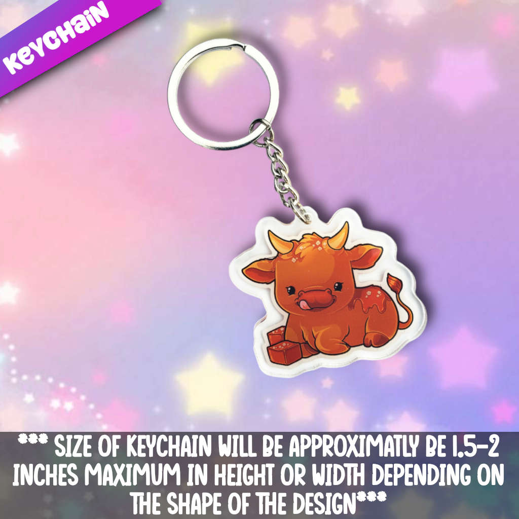 Cow- Caramel Acrylic Keychain