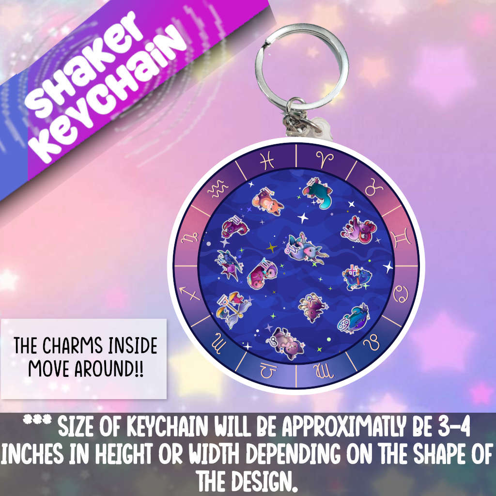 Zodiac Symbols Shaker Keychain