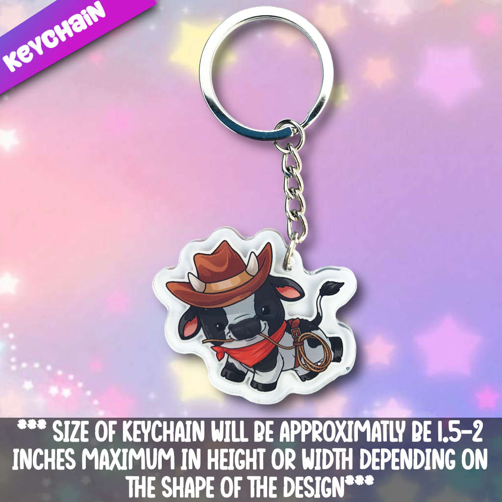 Cow- Cowboy Acrylic Keychain