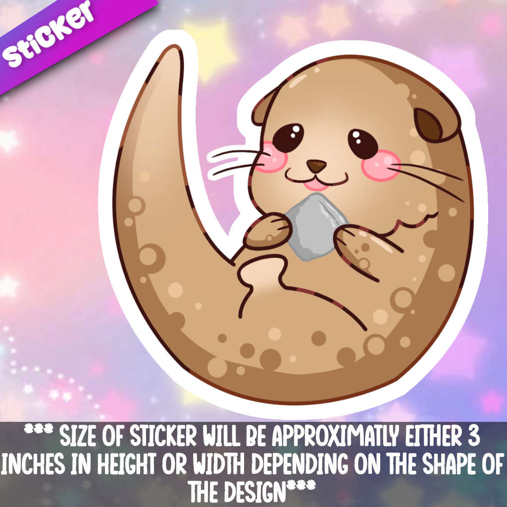 Otter Holding a Sea Shell Sticker