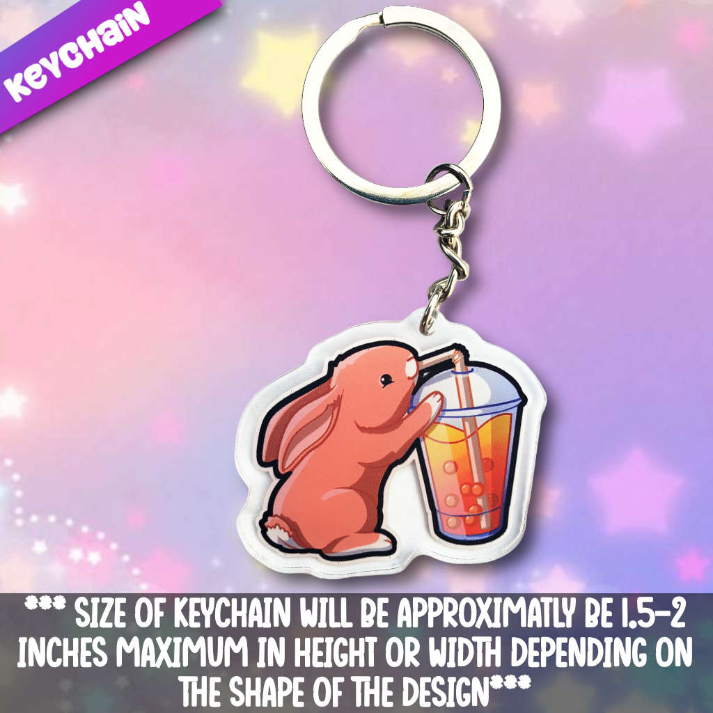 Rabbit Drinking Boba Acrylic Keychain