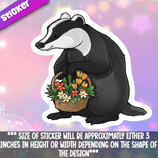 European Badger with Flowers