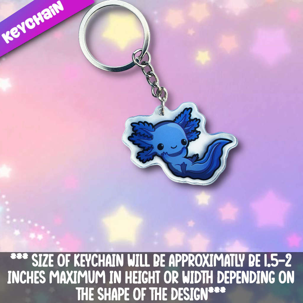 Axolotl 3- Blue Acrylic Keychain