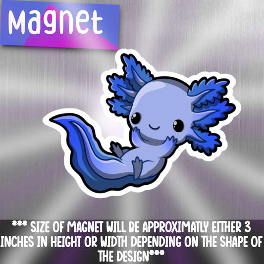 Axolotl 3- Blue Refrigerator Magnet