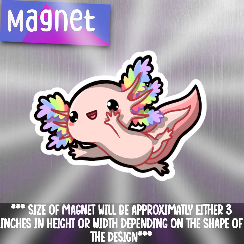 rainbow axolotl magnet