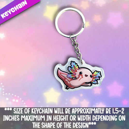 Axolotl 5- Rainbow Acrylic Keychain