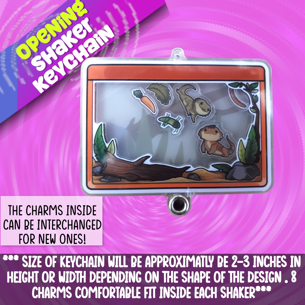 Bearded Dragon Enclosure opening shaker keychain
