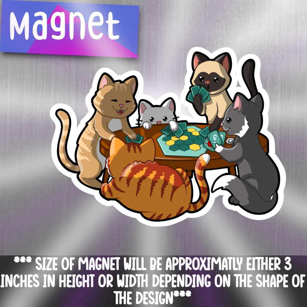 Board Game Playing Cats magnet