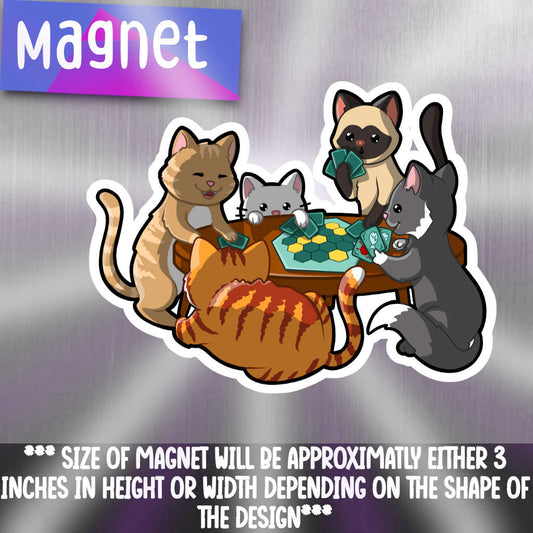 Board Game Playing Cats magnet