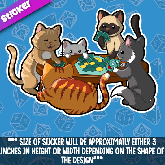 Board Game Playing Cats Sticker