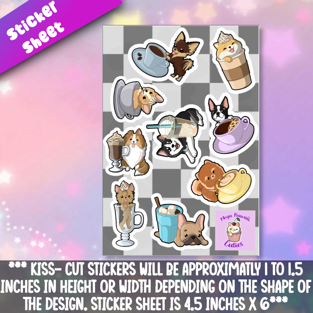 coffee dog sticker sheets