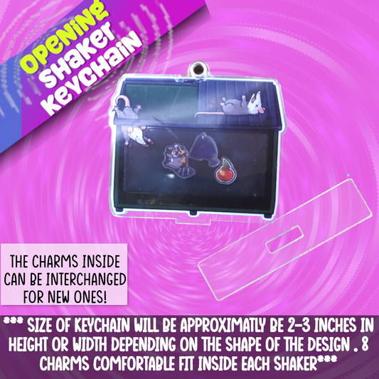 Dumpster Opening Shaker Keychain and Standee