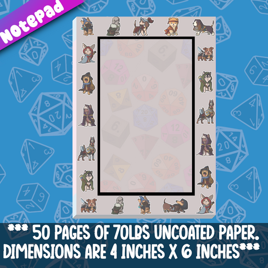 Pathfinder Role Playing Dogs Notepad