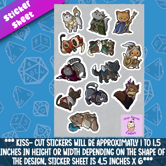 D&D Class Cat Sticker Sheet