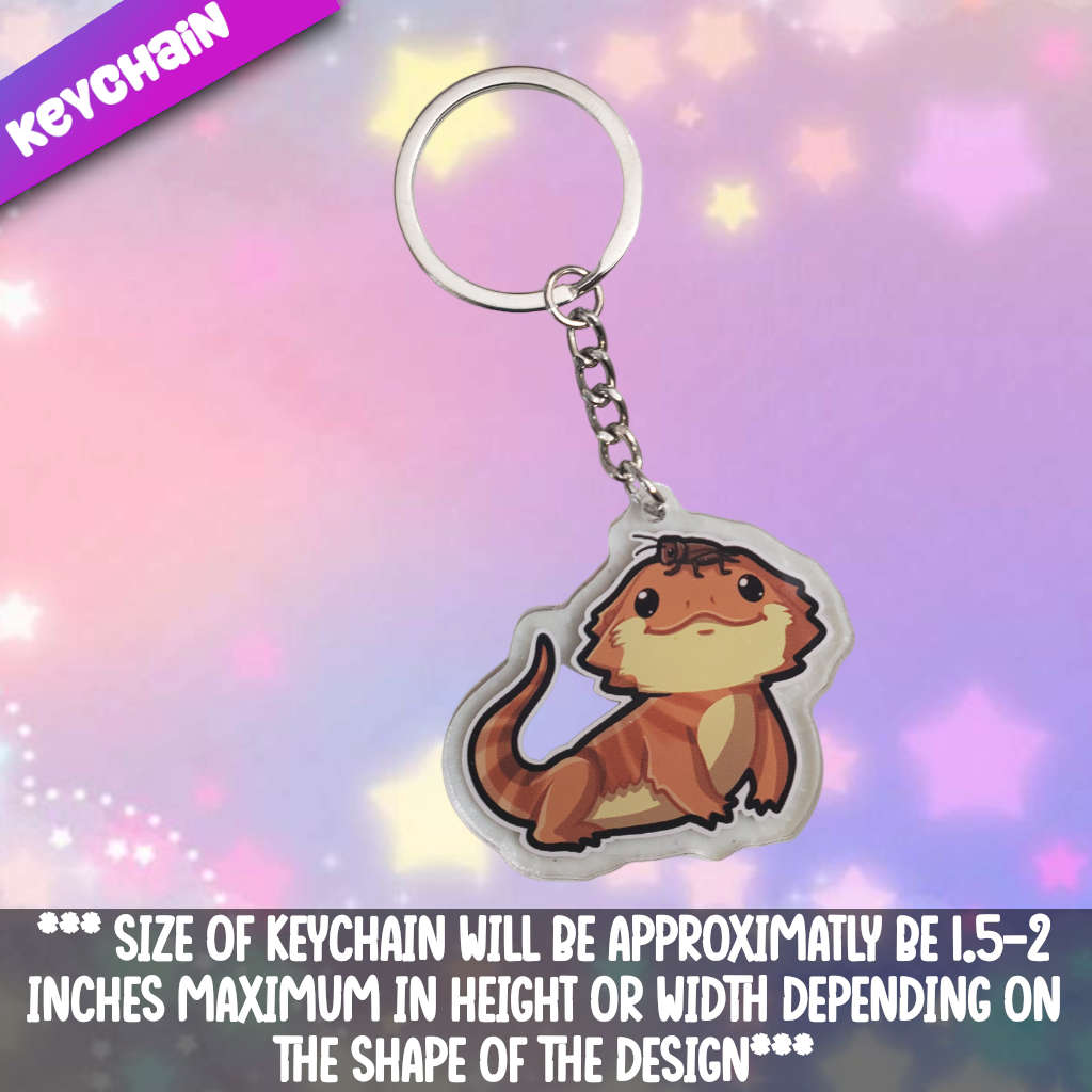 Bearded Dragon with Cricket Acrylic Keychain