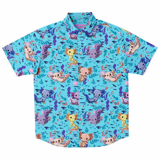 Axolotl Hawaiian Style Button Up Shirt