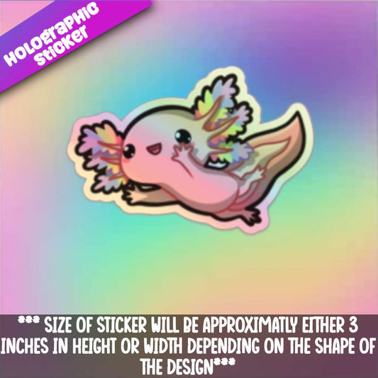 Rainbow Axolotl Holographic Sticker