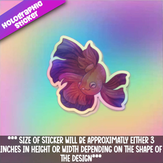 Beta Fish Holographic Sticker