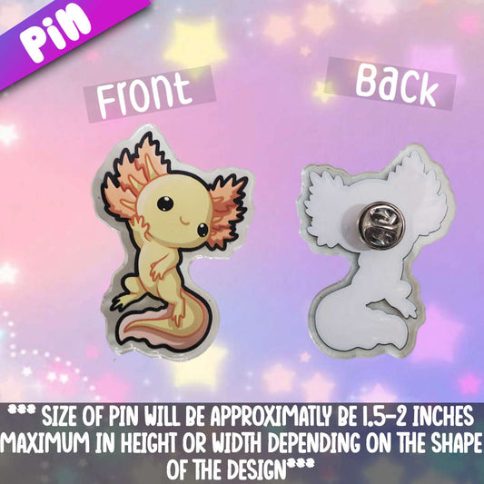 Axolotl 6- Yellow Acrylic Pin